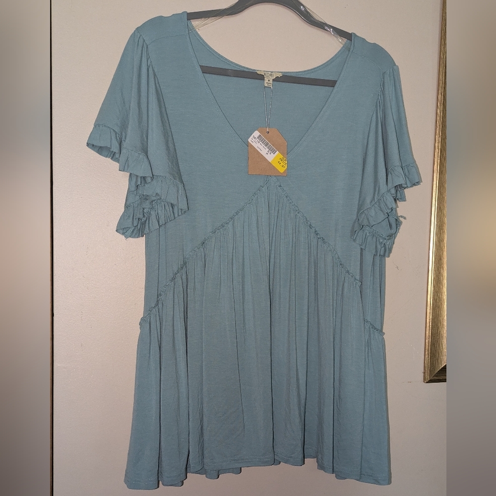 🔥SALE🔥Kori Teal Ruffle Sleeve Blouse